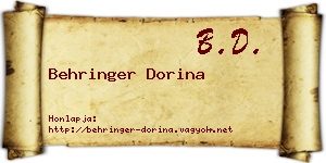 Behringer Dorina névjegykártya